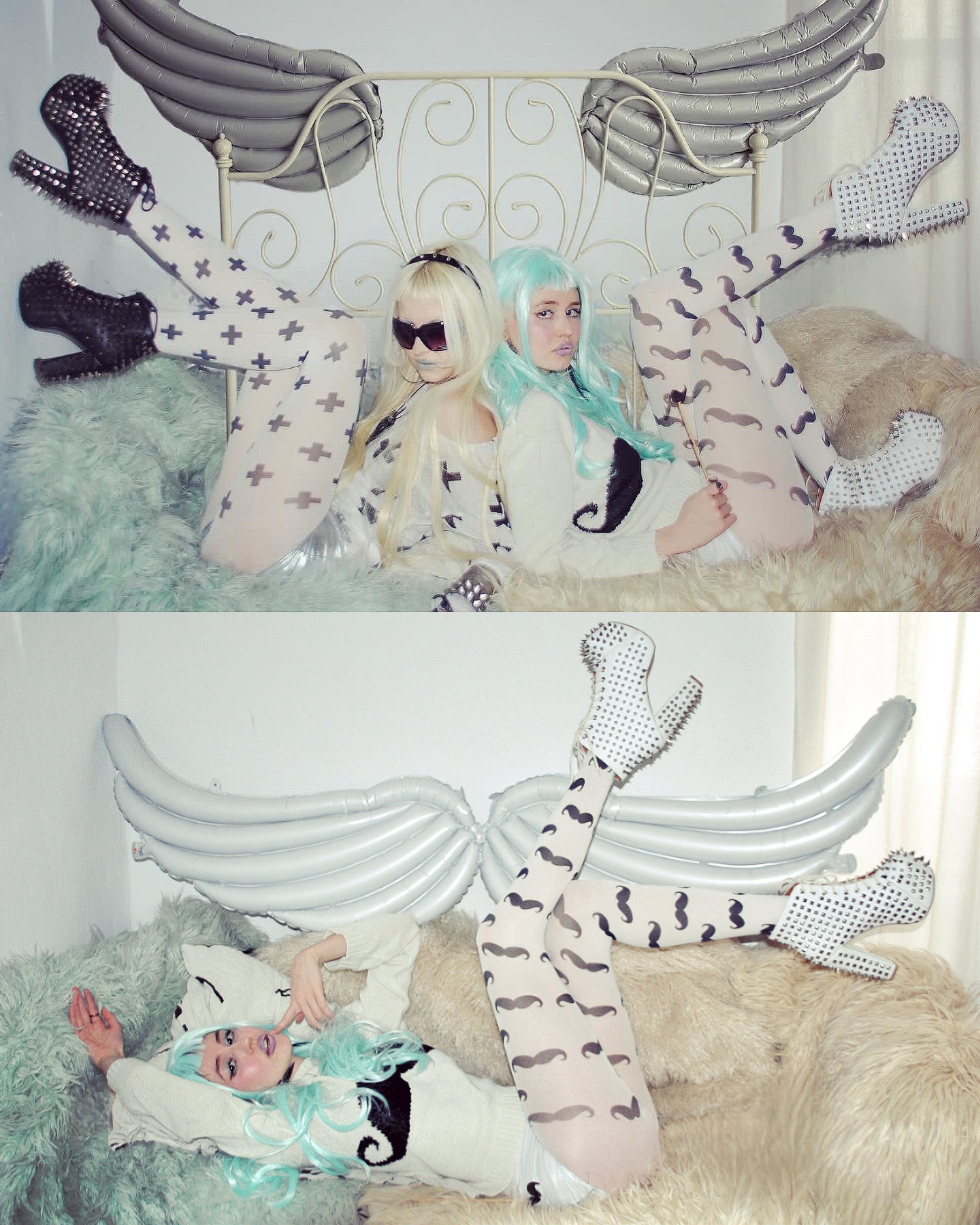 moustache tights 'keep calm&moustache' 40 den white