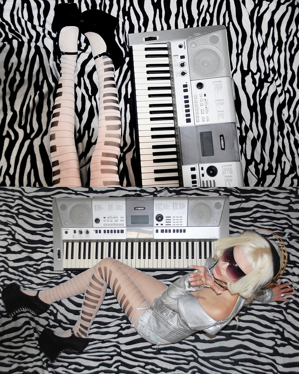 rajstopy pianino 20 den białe