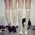 music note knee socks 'i love music' 20 den white