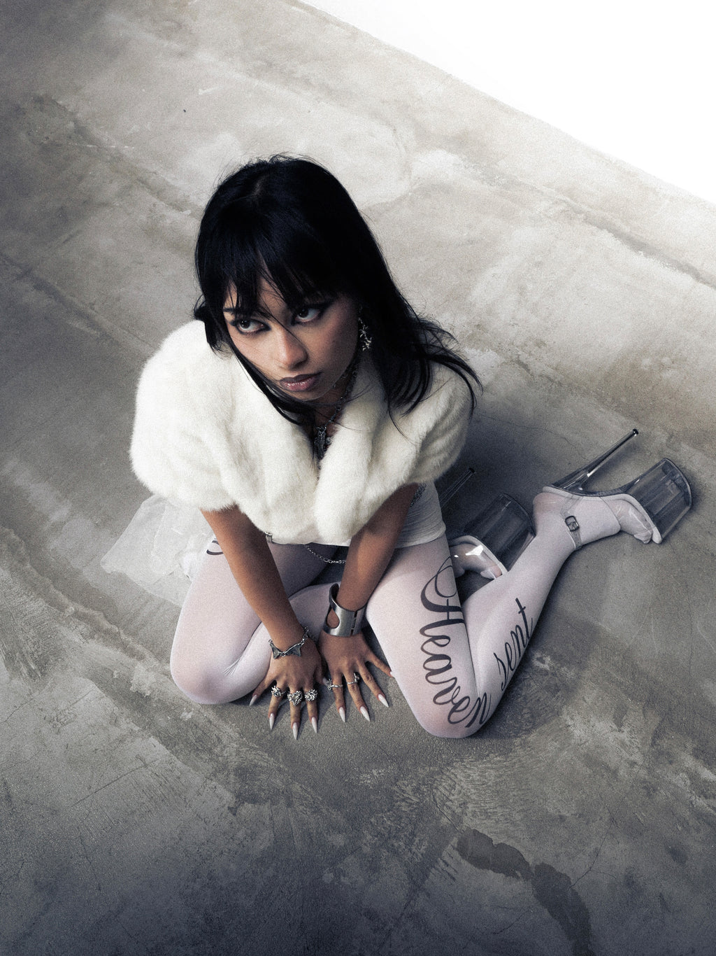 cursive inscription tights 'dear diary' 40 den white personalized