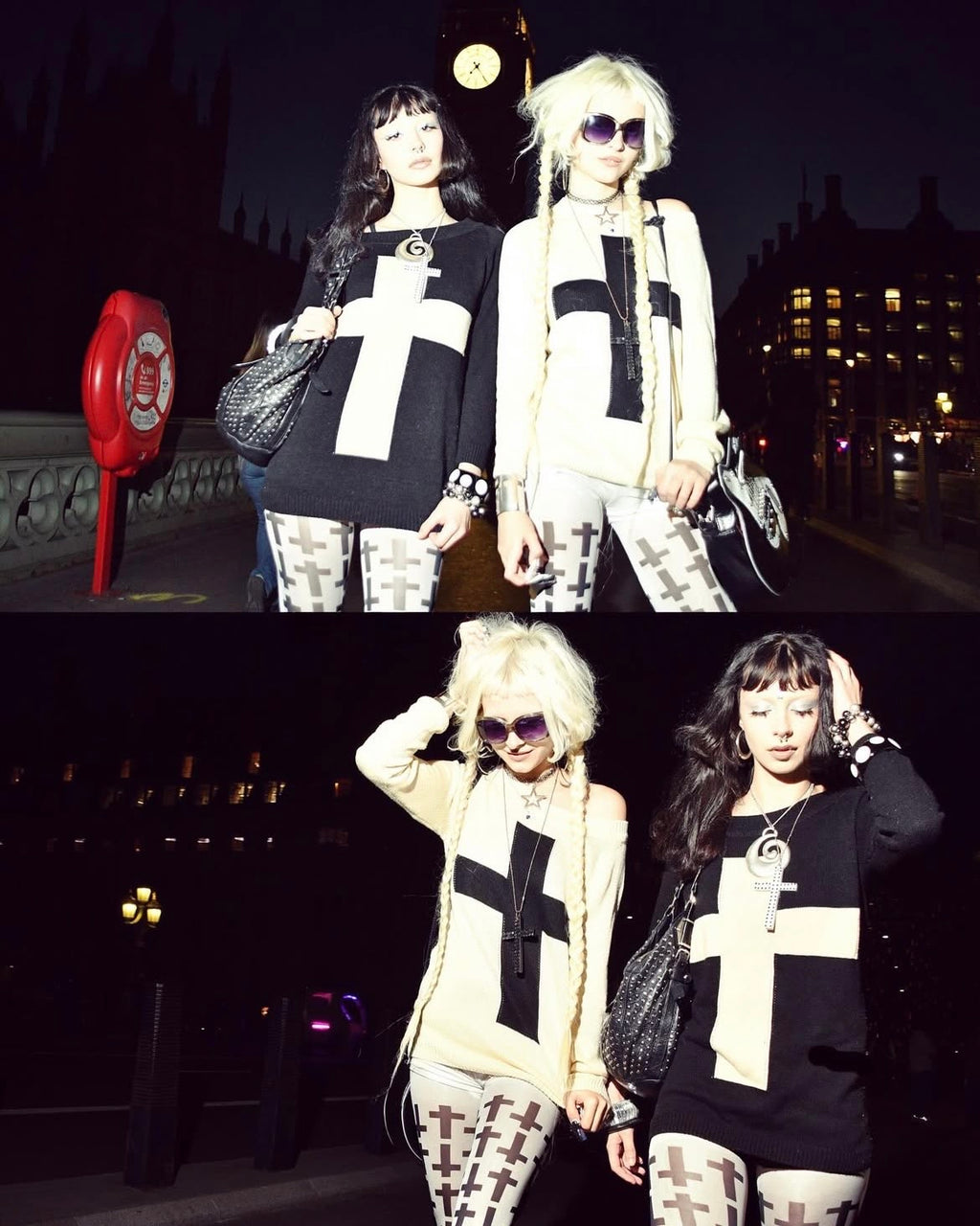 rajstopy w krzyże 'tumblr girl crosses' 40 den białe