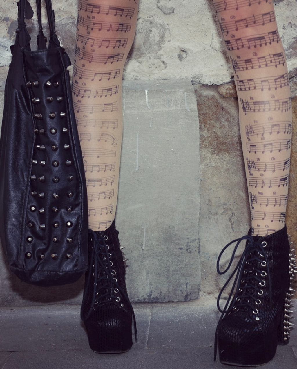 rajstopy w nutki "thank you for the music” 20 den natural/tattoo