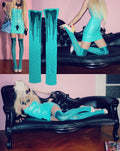 turquoise stockings with dripping ice cream print 40 den