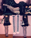pastel pink stockings with corset print 40 den