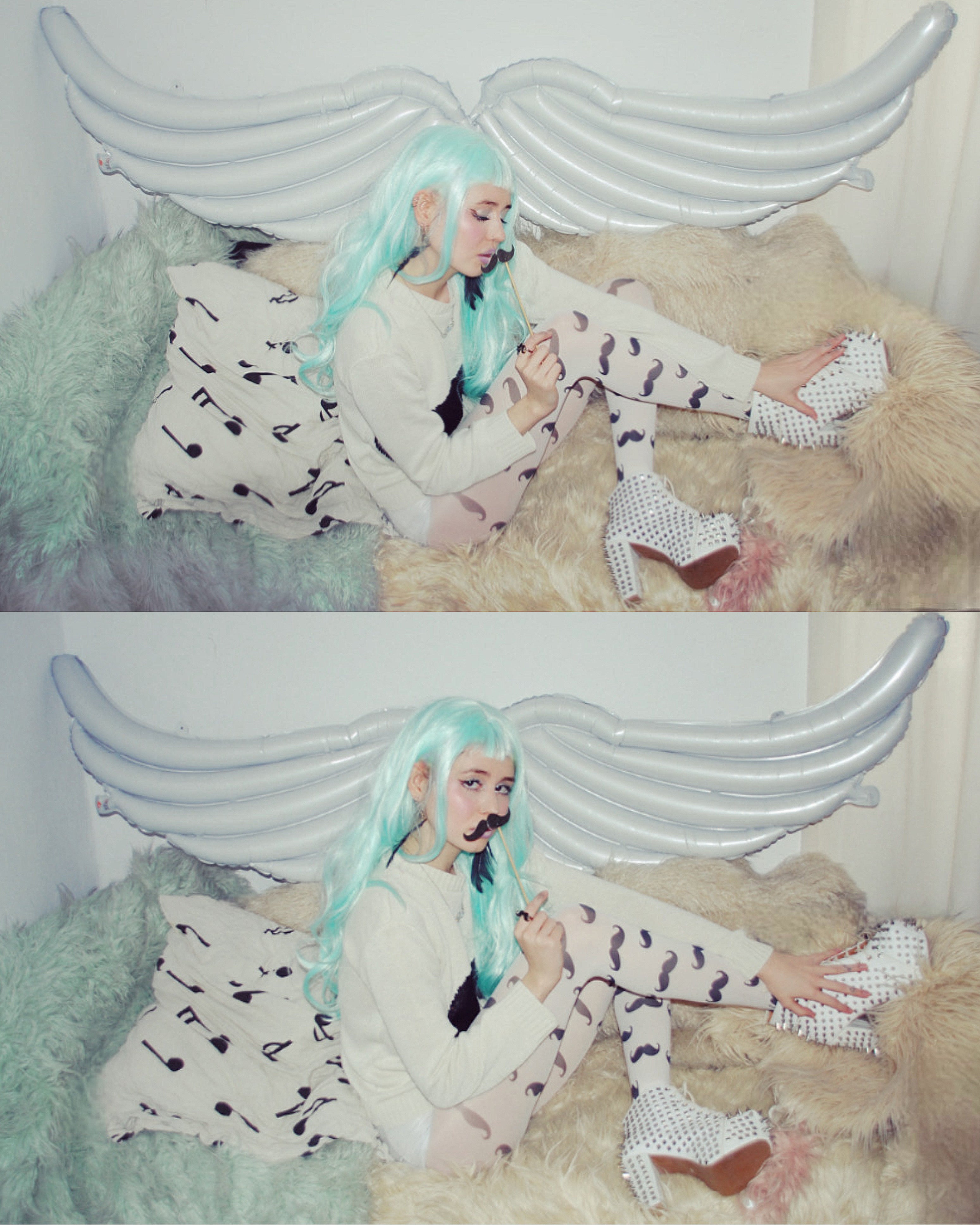 moustache tights 'keep calm&moustache' 40 den white