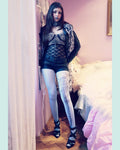 pastel blue tights with electric guitar 40 den
