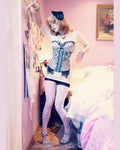 pastel pink tights with polka dots & studded bows 40 den